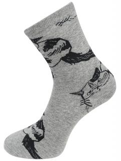 Dámske ponožky s potlačou mačiek NZP856 - šedej farby 9001717-4 Veľkosť ponožiek: 35-38