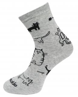 Dámske ponožky s potlačou mačiek NZP8757- šedej farby 9001488 Veľkosť ponožiek: 38-41