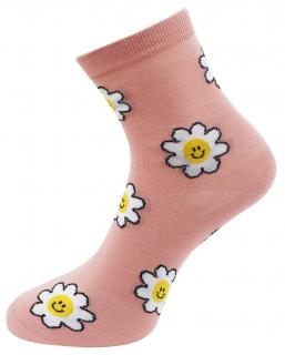 Dámske ponožky s potlačou margaréta NZP6531 - ružovej farby 9001480 Veľkosť ponožiek: 38-41
