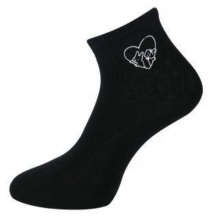 Dámske ponožky s potlačou NPX9581, mačka s králičkom - čiernej farby 9001583-1 Veľkosť ponožiek: 35-38