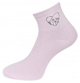 Dámske ponožky s potlačou NPX9581, mačka s králikom - fialovej farby 9001583-4 Veľkosť ponožiek: 35-38