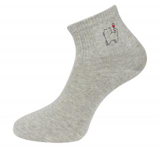 Dámske ponožky s potlačou NPX9581, mačka s vínom - šedej farby 9001583 Veľkosť ponožiek: 35-38