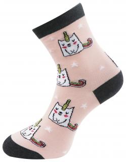 Dámske ponožky s potlačou UNICORN CAT NP6322 - ružovej farby 9001482-4 Veľkosť ponožiek: 38-41