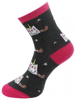 Dámske ponožky s potlačou UNICORN CAT NP6322 - tmavo šedej farby 9001482 Veľkosť ponožiek: 35-38