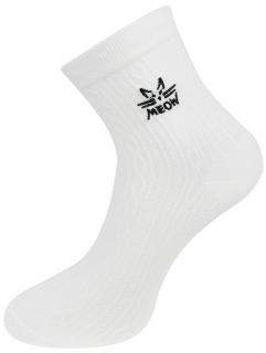 Dámske ponožky so štruktúrou a potlačou mačiek NZX9861 - bielej farby 9001720-2 Veľkosť ponožiek: 35-38