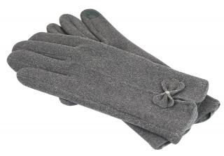 Dámske rukavice s mašličkou - melír šedej farby 9001523-4