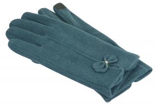Dámske rukavice s mašličkou - modrej farby 9001523
