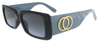 Dámske slnečné okuliare, štvorcové 22211, čiernej farby - tyrkysovo modrá farba koncoviek rámov 9001399-99