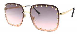 Dámske slnečné okuliare, štvorcové s ozdobou B3723, ružovej farby 9001558-1