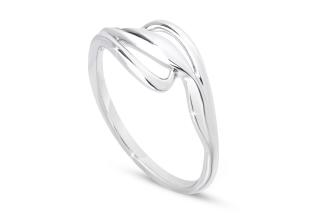 Dámsky jemný rhodiovaný prsteň, asymetrický motív 4000349 Veľkosť prsteňa - obvod: 54 mm