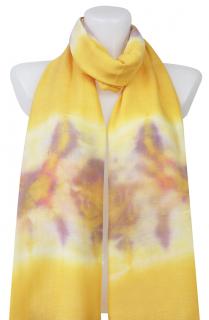 Dámsky ľahký obdĺžnikový šál CH105-1, batika - žltej farby 7200529-2