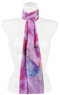 Dámsky obdĺžnikový šál 36526 s potlačou kvetín, fialovej farby 7200635-6