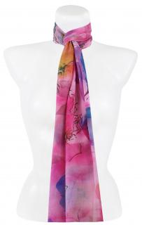 Dámsky obdĺžnikový šál 36526 s potlačou kvetín, ružovej farby 7200635-5