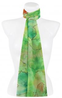 Dámsky obdĺžnikový šál 36526 s potlačou kvetín, zelenej farby 7200635