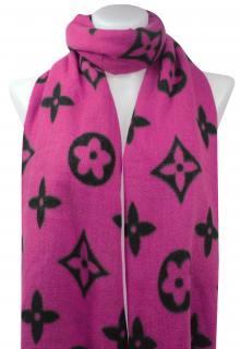 Dámsky obdĺžnikový šál s ornamentami 2143-3, ružovej farby 7200574-5