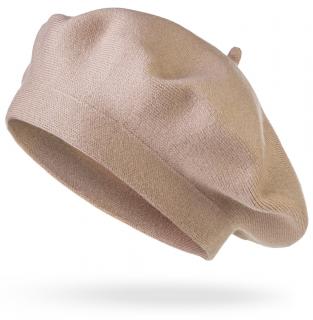 Dámsky pletený baret BASIC, béžovej farby 7100380-7