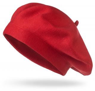 Dámsky pletený baret BASIC, červenej farby 7100380