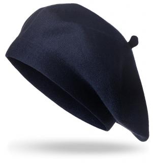 Dámsky pletený baret BASIC, tmavo modrej farby 7100380-4
