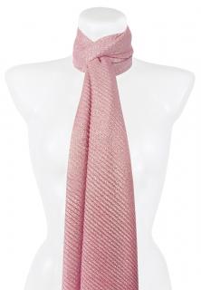 Dámsky plisovaný obdĺžnikový šál 2390-5 s lesklou niťou - svetlo ružová farby 7200652-5
