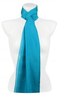 Dámsky plisovaný obdĺžnikový šál YF3095-11, tyrkysovej farby 7200615-1