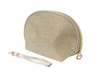 Kozmetická taška okrúhla, zlaté farby s lesklým prešitím 9001340-1