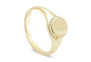 Pozlátený dámsky prsteň 14k zlatom, lesklé koliesko so zirkónmi 4000302 Veľkosť prsteňa - obvod: 52 mm