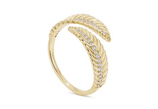 Pozlátený dámsky prsteň 14k zlatom, nastaviteľný, vetvičky ozdobené pásmi zirkónov 4000270
