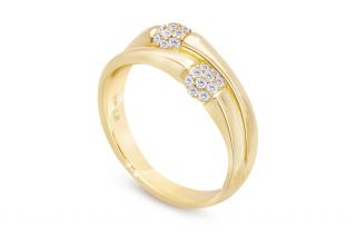 Pozlátený dámsky prsteň 14k zlatom, ozdobený korálkami z čírych zirkónov 4000325 Veľkosť prsteňa - obvod: 51 mm