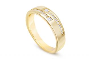 Pozlátený dámsky prsteň 14k zlatom, ozdobený pásmi zirkónov 4000320 Veľkosť prsteňa - obvod: 51 mm