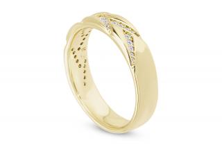 Pozlátený dámsky prsteň 14k zlatom, prepletané pásy zirkónov 4000335 Veľkosť prsteňa - obvod: 51 mm