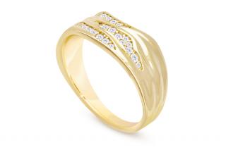 Pozlátený dámsky prsteň 14k zlatom, vlnitý motív so zirkónmi 4000314 Veľkosť prsteňa - obvod: 53 mm