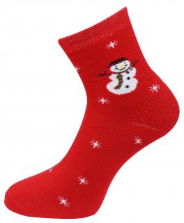 Vianočné dámske termo ponožky WH-20015, snehuliak - červenej farby 9001501-2 Veľkosť ponožiek: 35-38