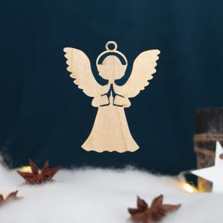 Drevená vianočná ozdoba anjelik - 3ks