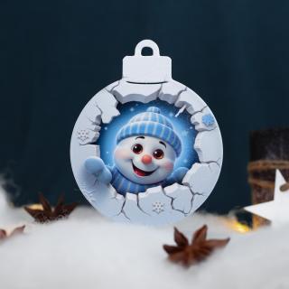 Obrázková vianočná guľa snehuliak