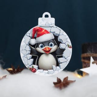 Obrázková vianočná guľa tučniačik