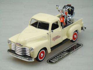 Chevrolet 3100 Pickup 1950 + Harley-Davidson FLSTS Heritage Springer 2001 (sběratelský model, určeno pouze k vystavení)