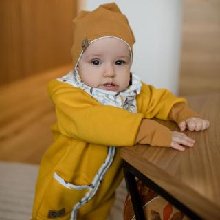 Detská čiapka ( s nákrčníkom ) - rôzne farby Veľkosť: 0-3 mesiace, Farba čiapka: Mango