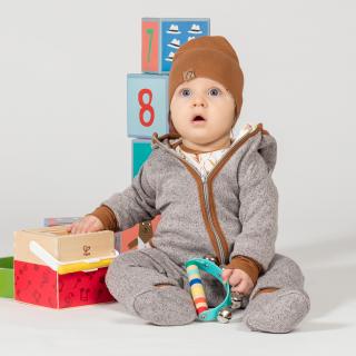 Detská čiapka ( s nákrčníkom ) - rôzne farby Veľkosť: 0-3 mesiace, Farba čiapka: Ocher