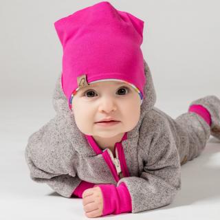 Detská čiapka ( s nákrčníkom ) - rôzne farby Veľkosť: 0-3 mesiace, Farba čiapka: Pink