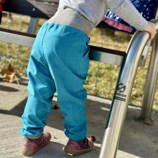 Detské softshellové nohavice nezateplené - rôzne farby Veľkosť: 104/110, Farba: Tyrkys