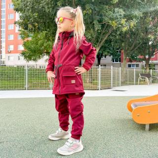Detské softshellové nohavice  - zateplené flísom - rôzne farby Veľkosť: 104/110, Farba: Bordo