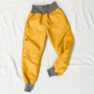 Detské zimné softshellové nohavice s barančekom- rôzne farby Veľkosť: 104/110, Farba: Yellow