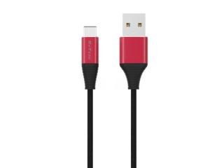 Dátový kabel DeTech USB-C - 1m - červeno-čierny
