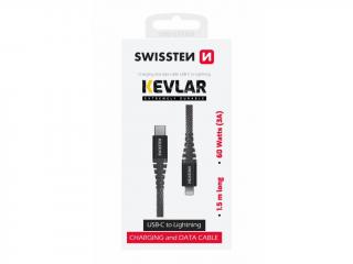 Dátový Kábel Swissten Kevlar USB-C / Lightning 1,5 M Antracit