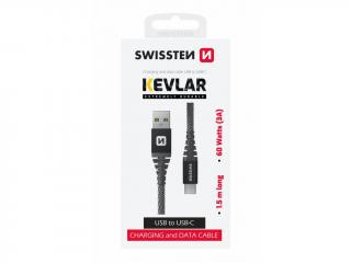 Dátový Kábel Swissten Kevlar USB / USB-C 1,5 M Antracit