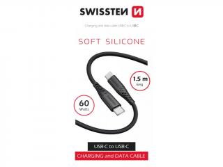 Dátový Kábel Swissten Soft Silicone USB-C / USB-C 1,5 M 60W Čierny
