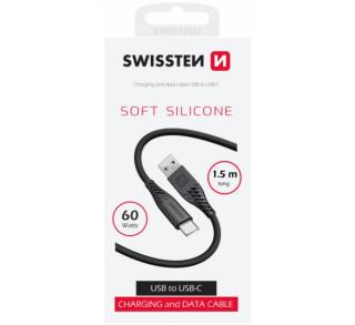 Dátový Kábel Swissten Soft Silicone USB/USB-C 1,5 M 60W Čierny