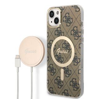 Guess 4G MagSafe Kompatibilný Zadný Kryt + Bezdrôtová Nabíjačka pre iPhone 14 Plus
