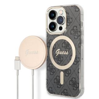Guess 4G MagSafe Kompatibilný Zadný Kryt + Bezdrôtová Nabíjačka pre iPhone 14 Pro