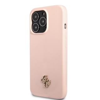 Guess 4G Silicone Metal Logo Zadný Kryt pre iPhone 13 Pro Pink